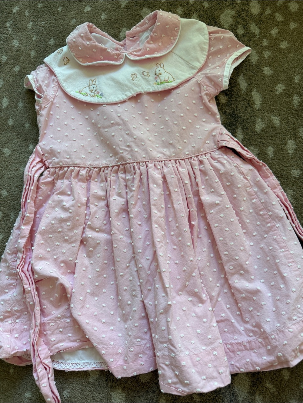 Pink Swiss Dot Peter Pan Collar Kids Dress